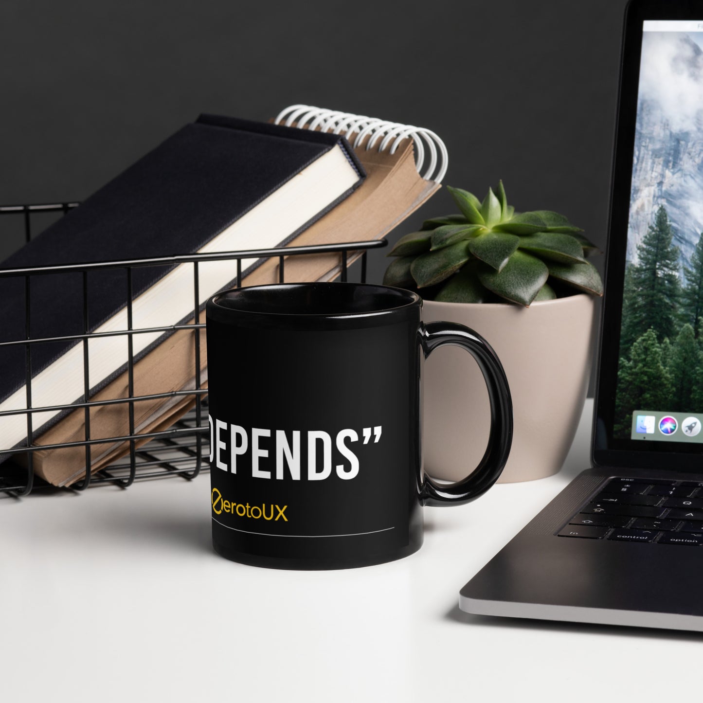 It Depends Black Glossy Mug