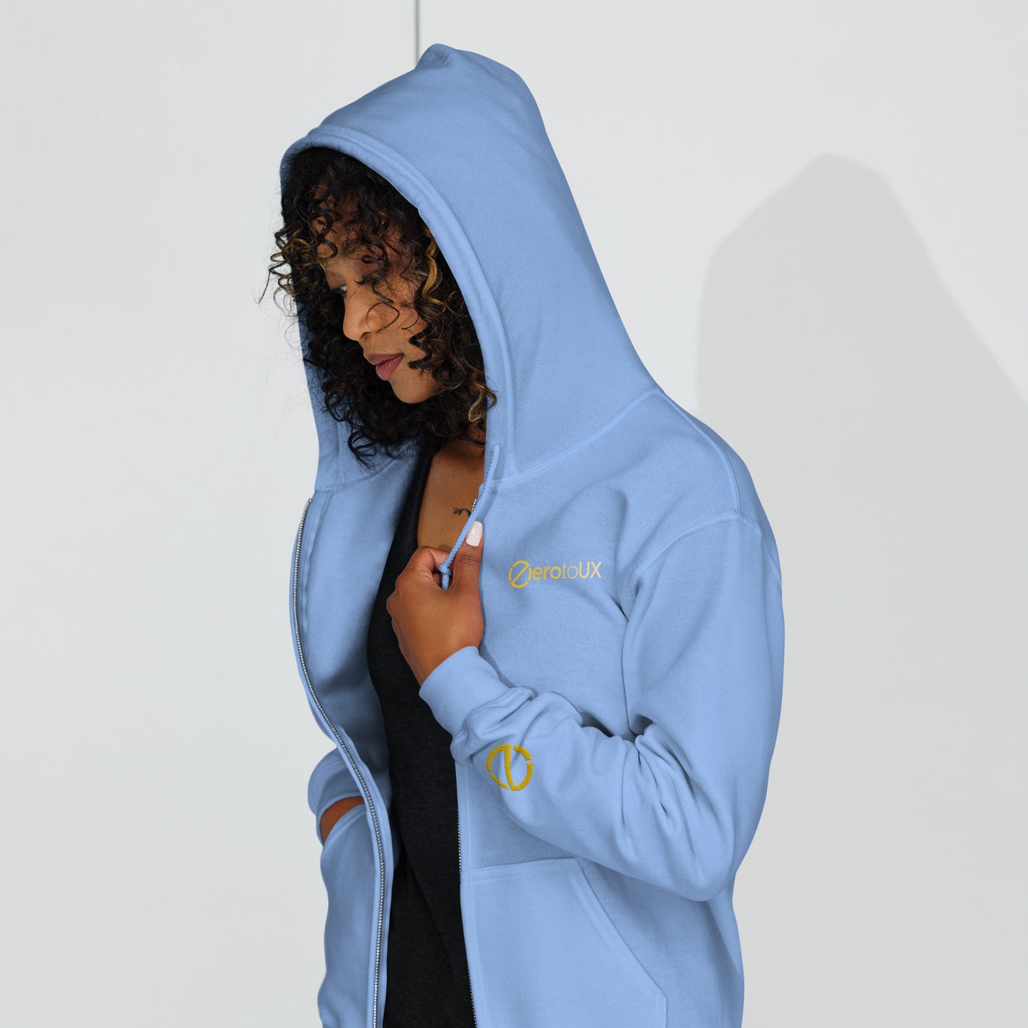 Zero to UX with Z logo on sleeve Unisex heavy blend zip hoodie
