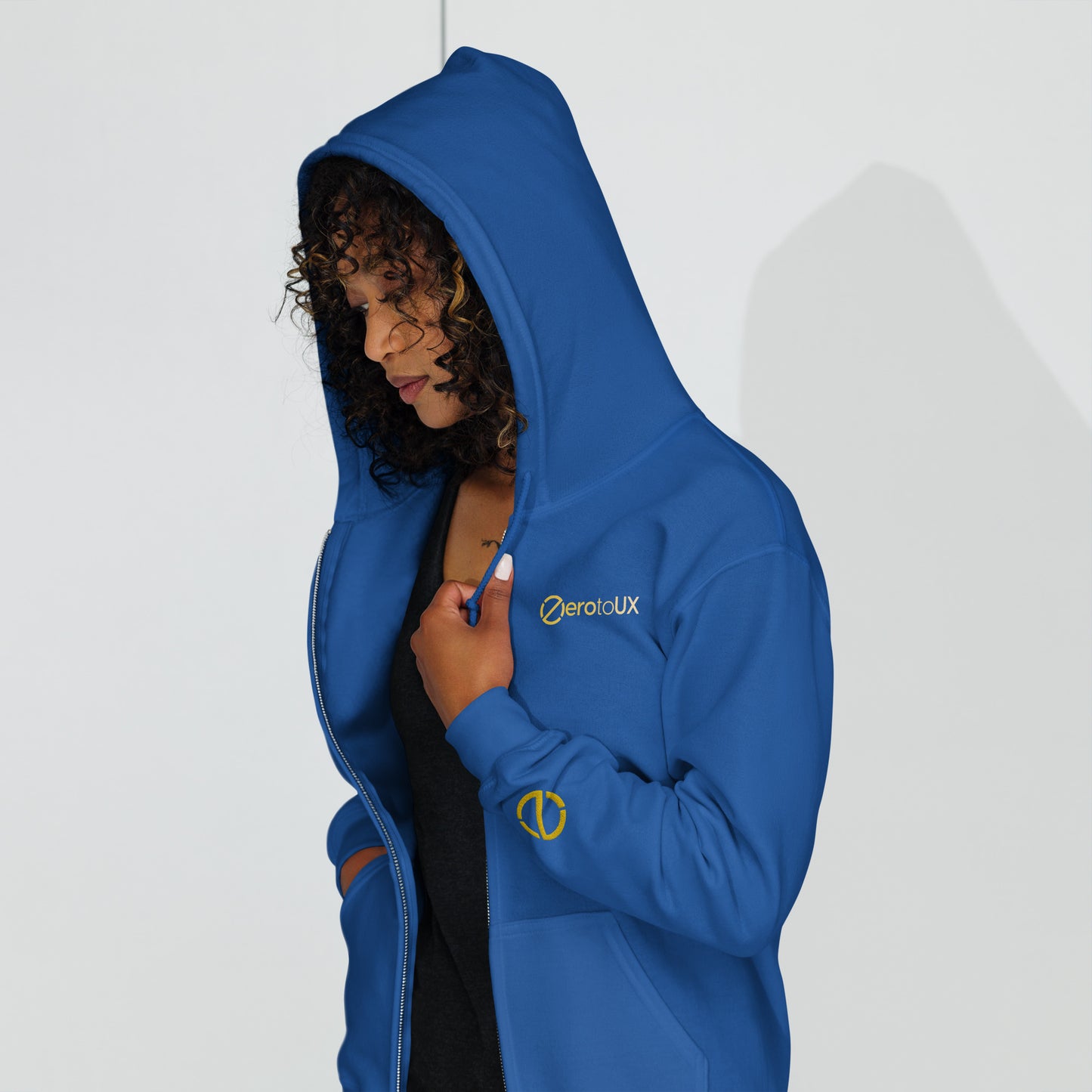 Zero to UX with Z logo on sleeve Unisex heavy blend zip hoodie