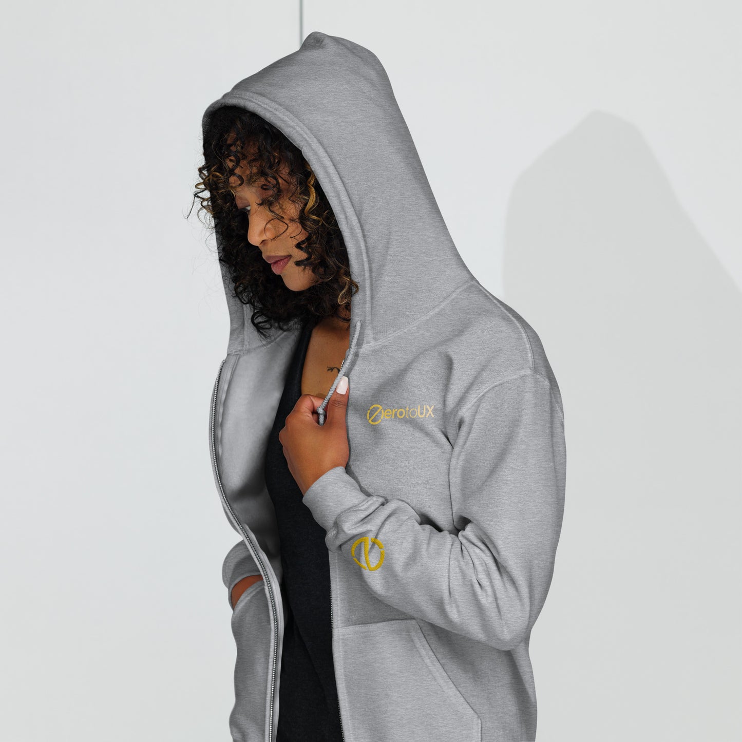 Zero to UX with Z logo on sleeve Unisex heavy blend zip hoodie